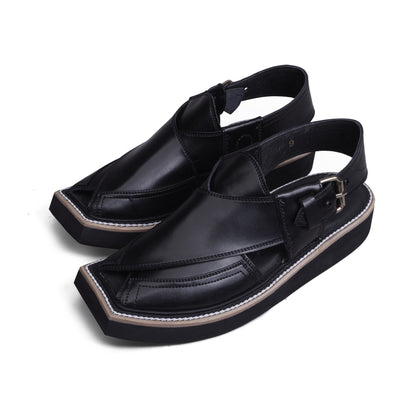 Kaptaan Peshawari Sandal - Black (PMC09) - Narkin's Textile Industries
